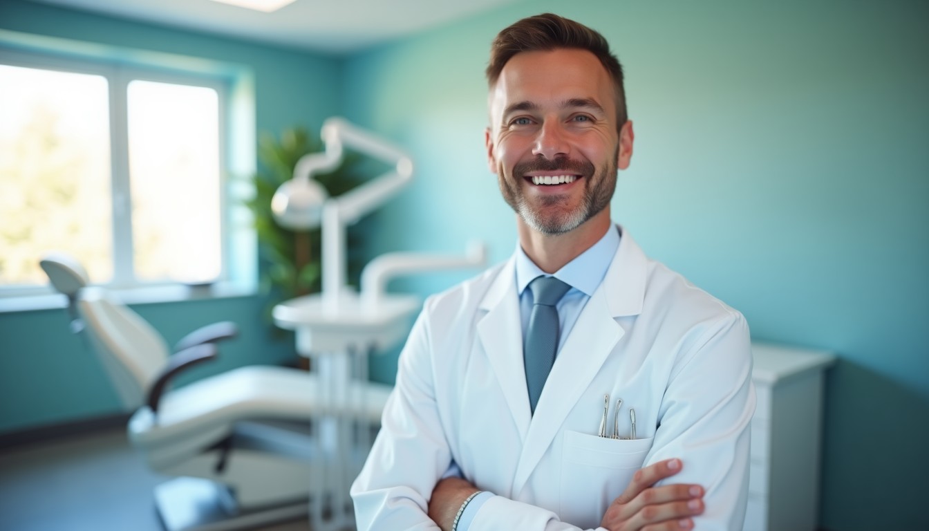 Dentista revisando a contabilidade do consultório odontológico