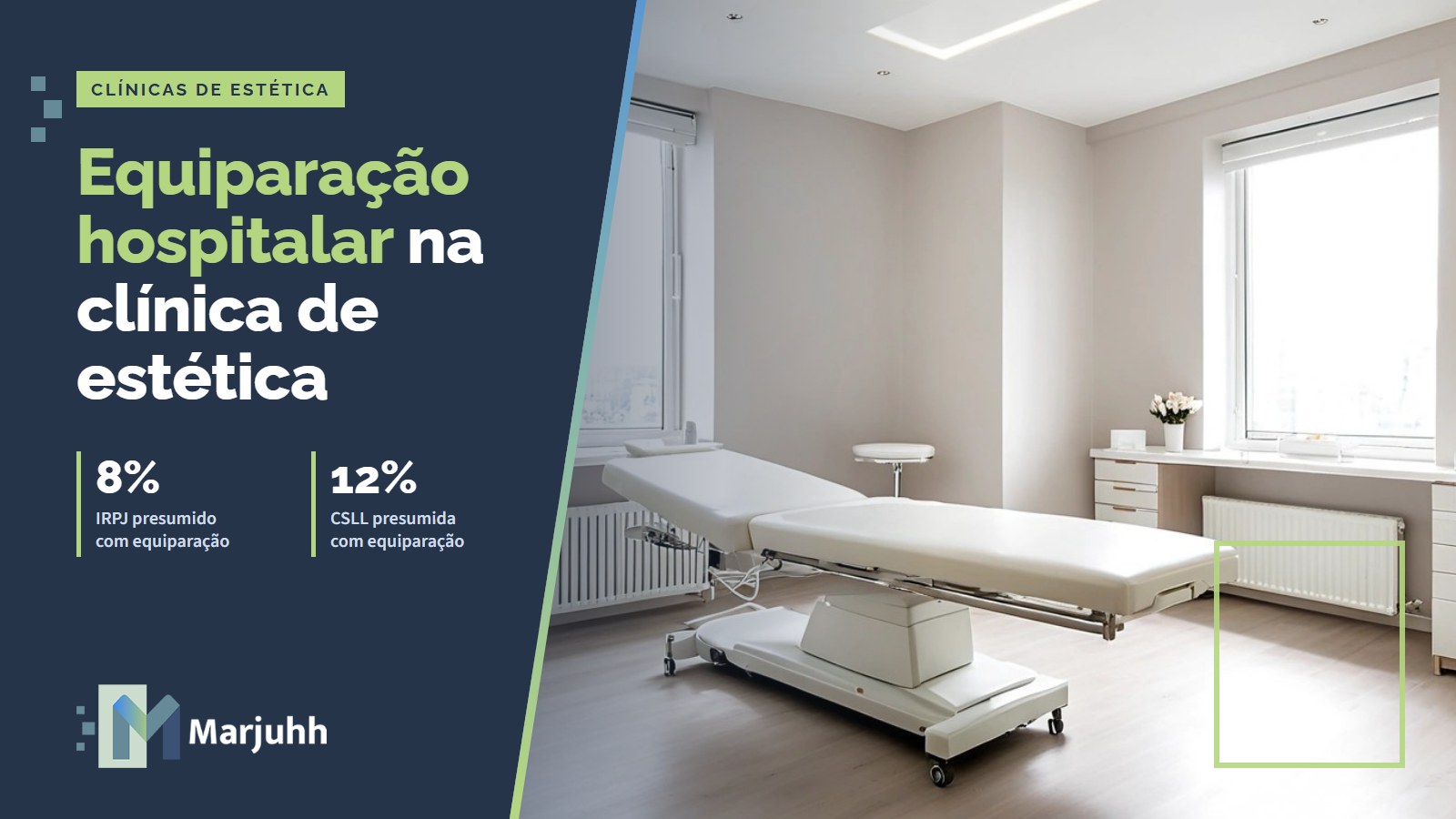 moderno consultório de estética com maca de tratamento e iluminação suave, elegante e limpo, sem pessoas