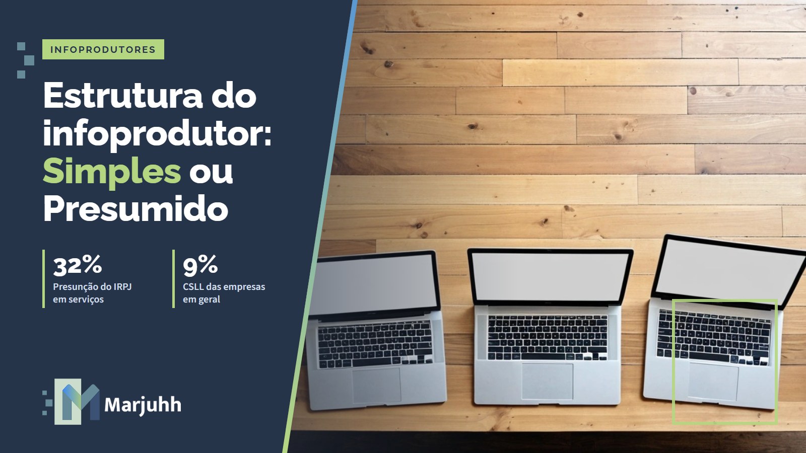 Estrutura tributária para infoprodutores: Simples ou Presumido Capa MARJUHH: Estrutura do infoprodutor: Simples ou Presumido
